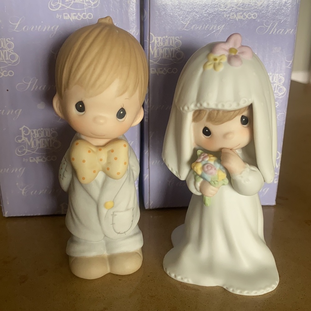 COPY - Precious Moments "Bride" and "Groom" Wedding set.